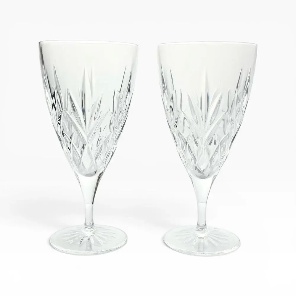 Princess House “Royal Highlights” Pair of Crystal Iced Tea Glasses 7 3/4” 15oz